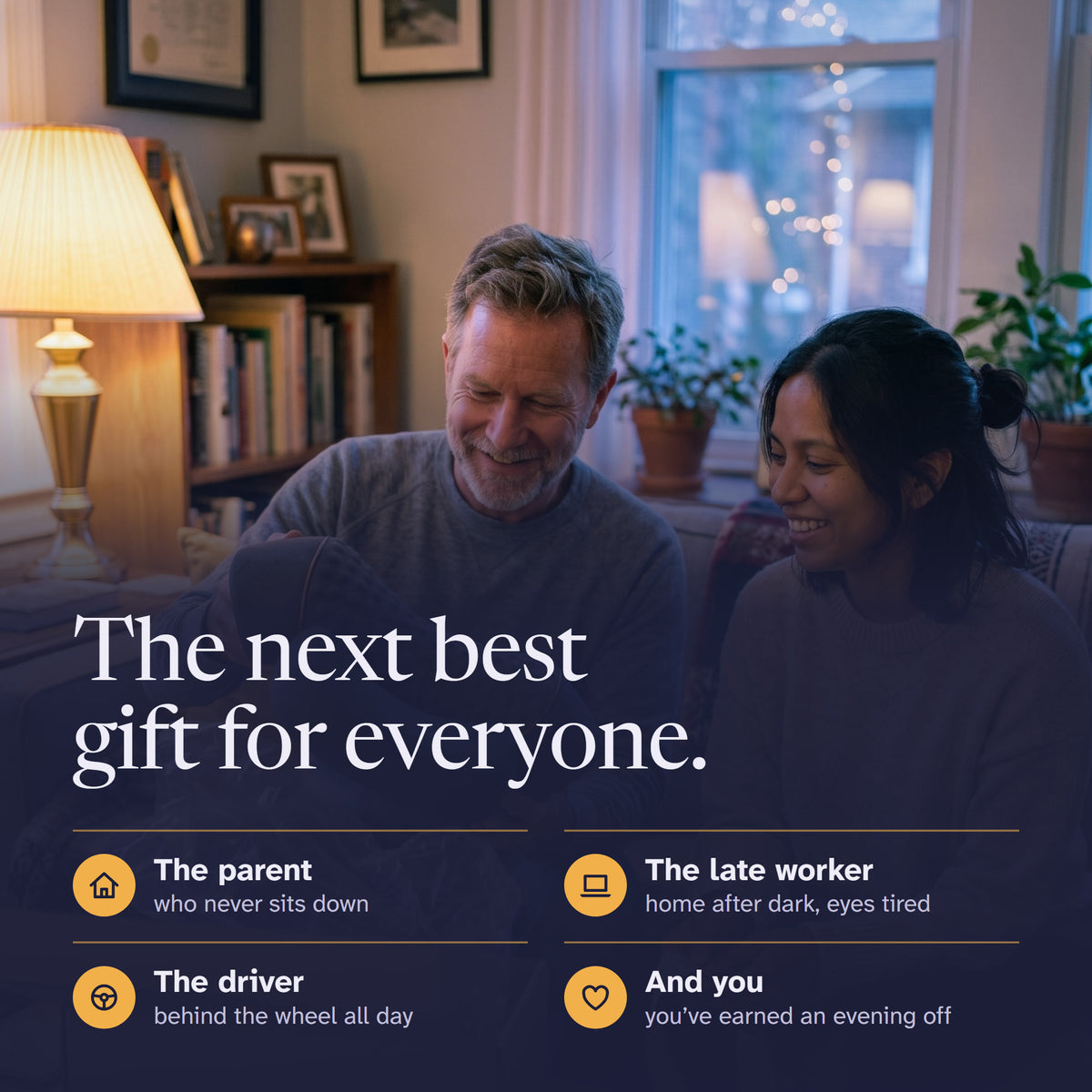 The next best gift for everyone: for the parent who never sits down, the late worker, the driver, and you